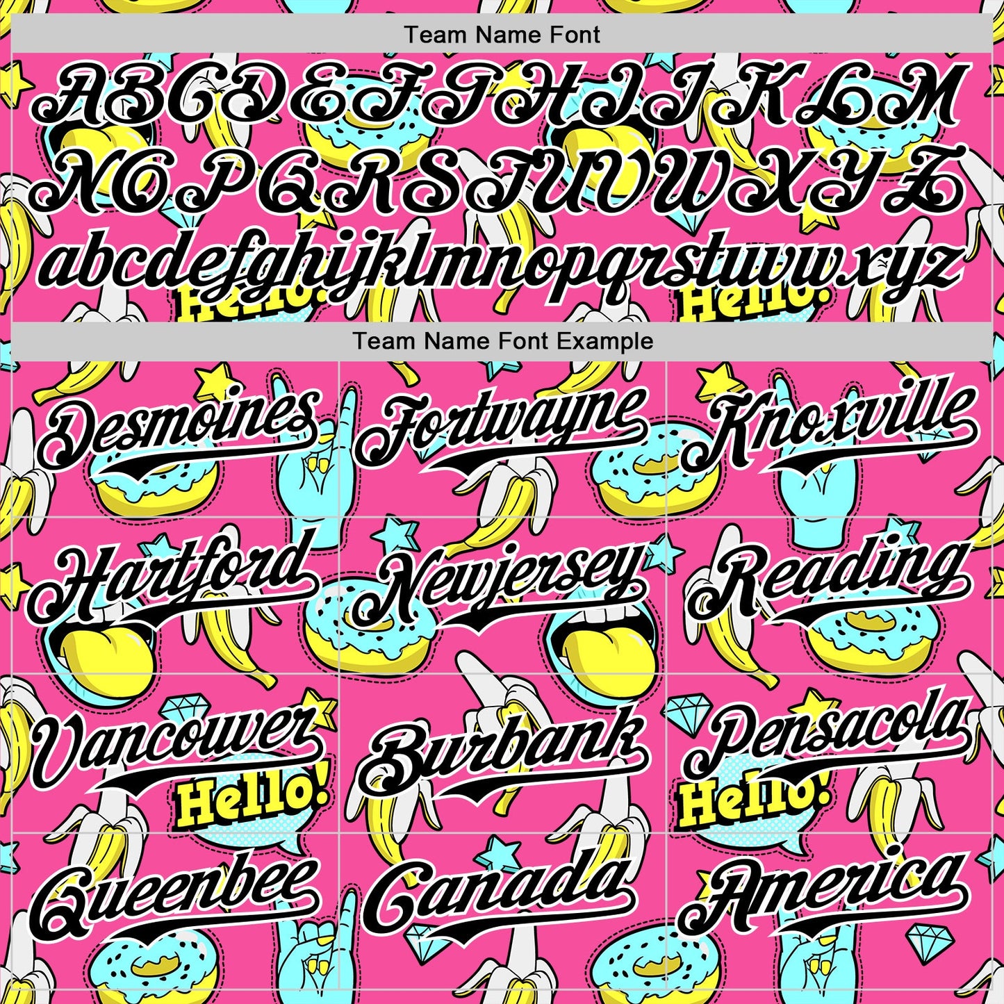 Custom Pink Black-White 3D Pattern Design Funny Cartoon Food Donut And Fruit Banana Authentic Baseball Jersey - Sky-Custom