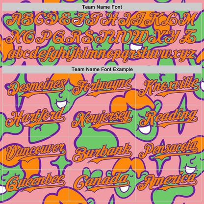 Custom Medium Pink Bay Orange-Purple 3D Pattern Design Funny Cartoon Kid Authentic Baseball Jersey - Sky-Custom