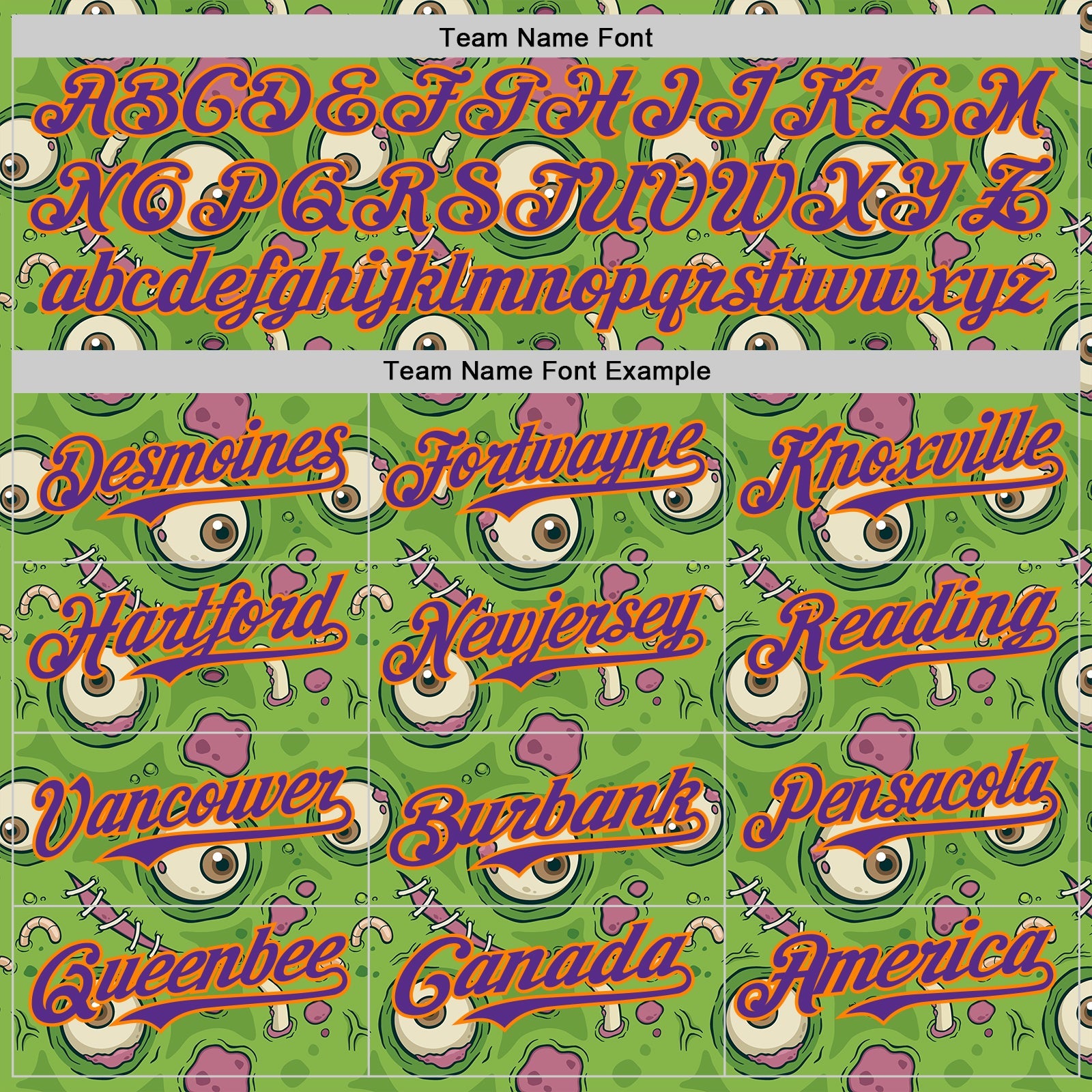 Custom Green Bay Orange-Purple 3D Pattern Design Funny Cartoon Monster Authentic Baseball Jersey - Sky-Custom