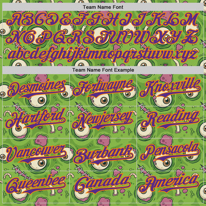 Custom Green Bay Orange-Purple 3D Pattern Design Funny Cartoon Monster Authentic Baseball Jersey - Sky-Custom