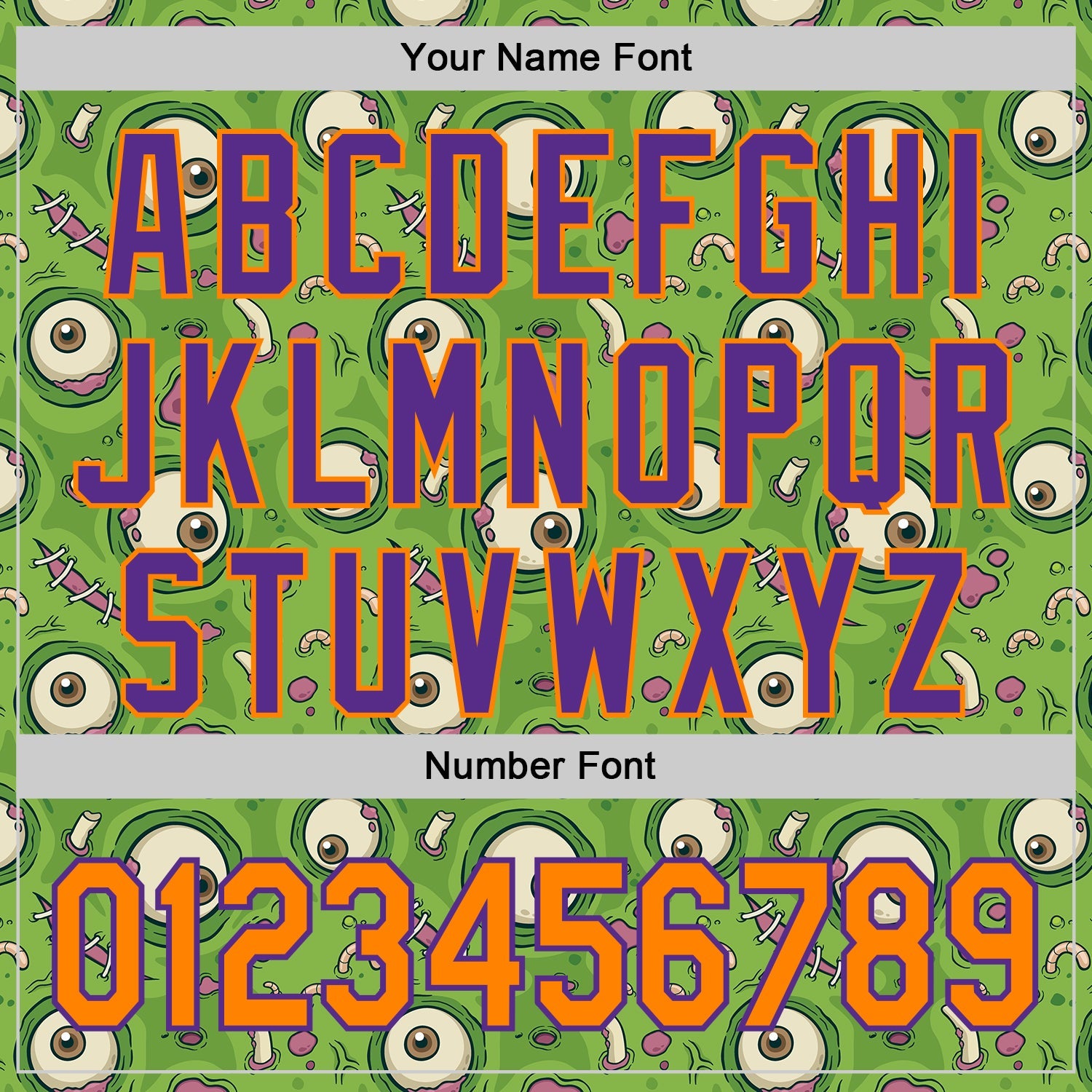 Custom Green Bay Orange-Purple 3D Pattern Design Funny Cartoon Monster Authentic Baseball Jersey - Sky-Custom