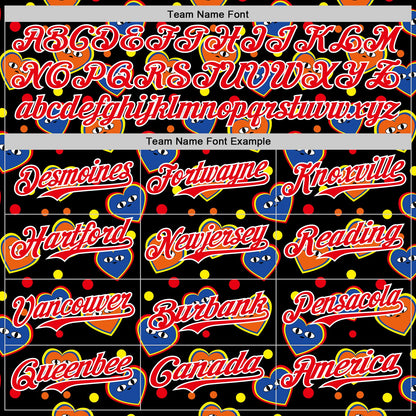 Custom Black Fire Red-White 3D Pattern Design Funny Cartoon Heart Authentic Baseball Jersey - Sky-Custom