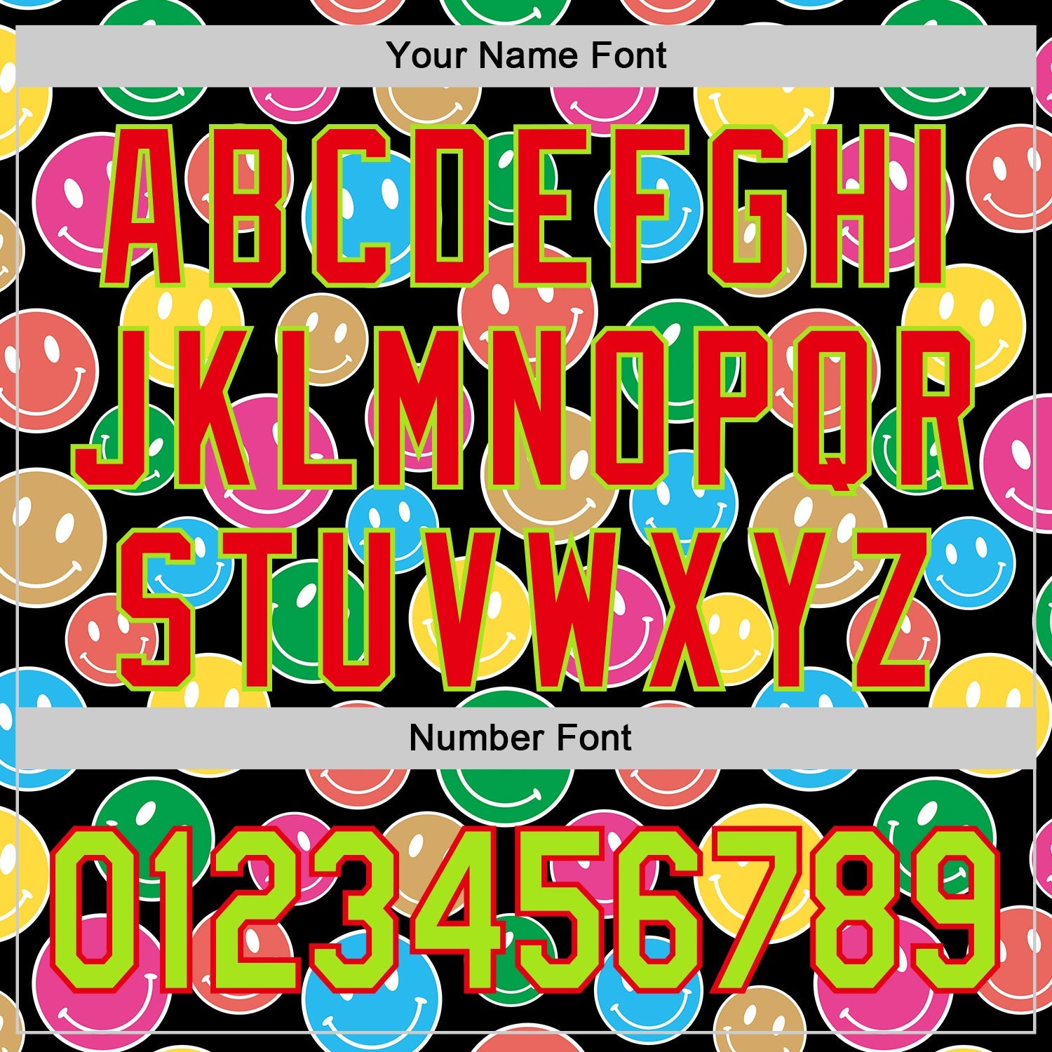 Custom Black Neon Green-Fire Red 3D Pattern Design Funny Cartoon Emoji Smile Face Authentic Baseball Jersey - Sky-Custom