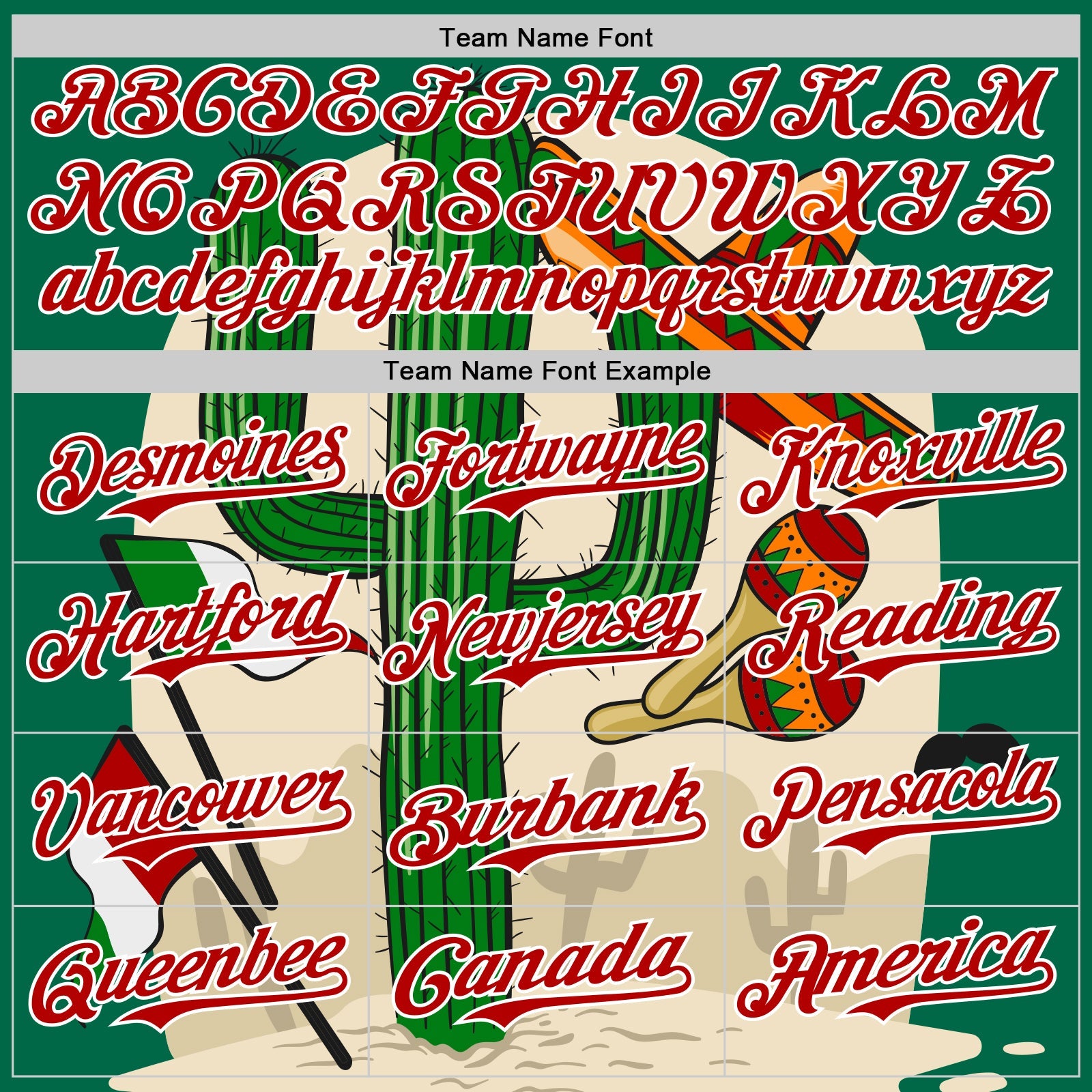 Custom Kelly Green Red-White 3D Mexican Festival Cactus Sombrero And Flag Cinco de Mayo Authentic Baseball Jersey - Sky-Custom