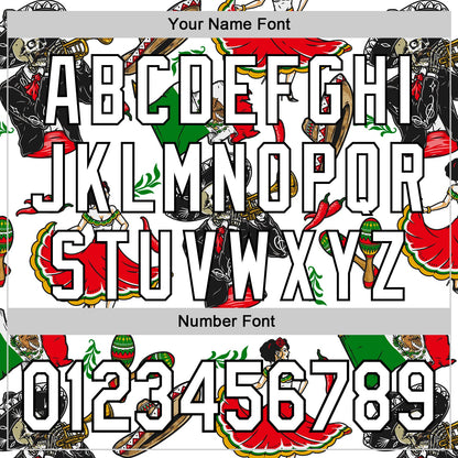 Custom White Black 3D Mexican Festival Skull Cinco de Mayo Authentic Baseball Jersey - Sky-Custom