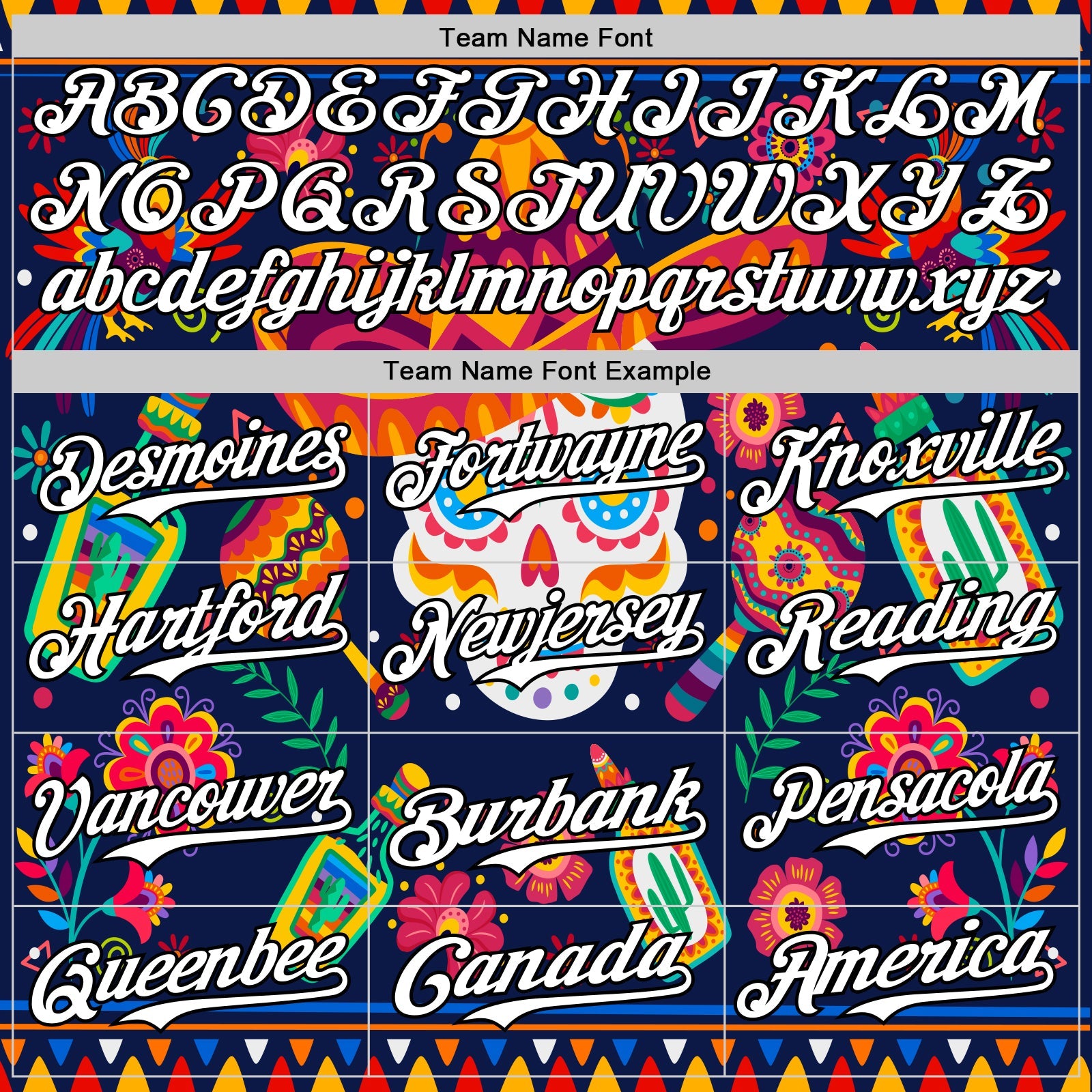 Custom Navy White-Black 3D Mexican Festival Flower Skull With Sombrero Cinco de Mayo Authentic Baseball Jersey - Sky-Custom