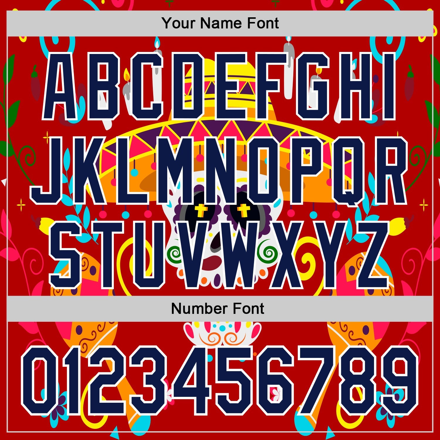 Custom Red Navy-White 3D Mexican Festival Flower And Skull Sombrero Cinco de Mayo Authentic Baseball Jersey - Sky-Custom