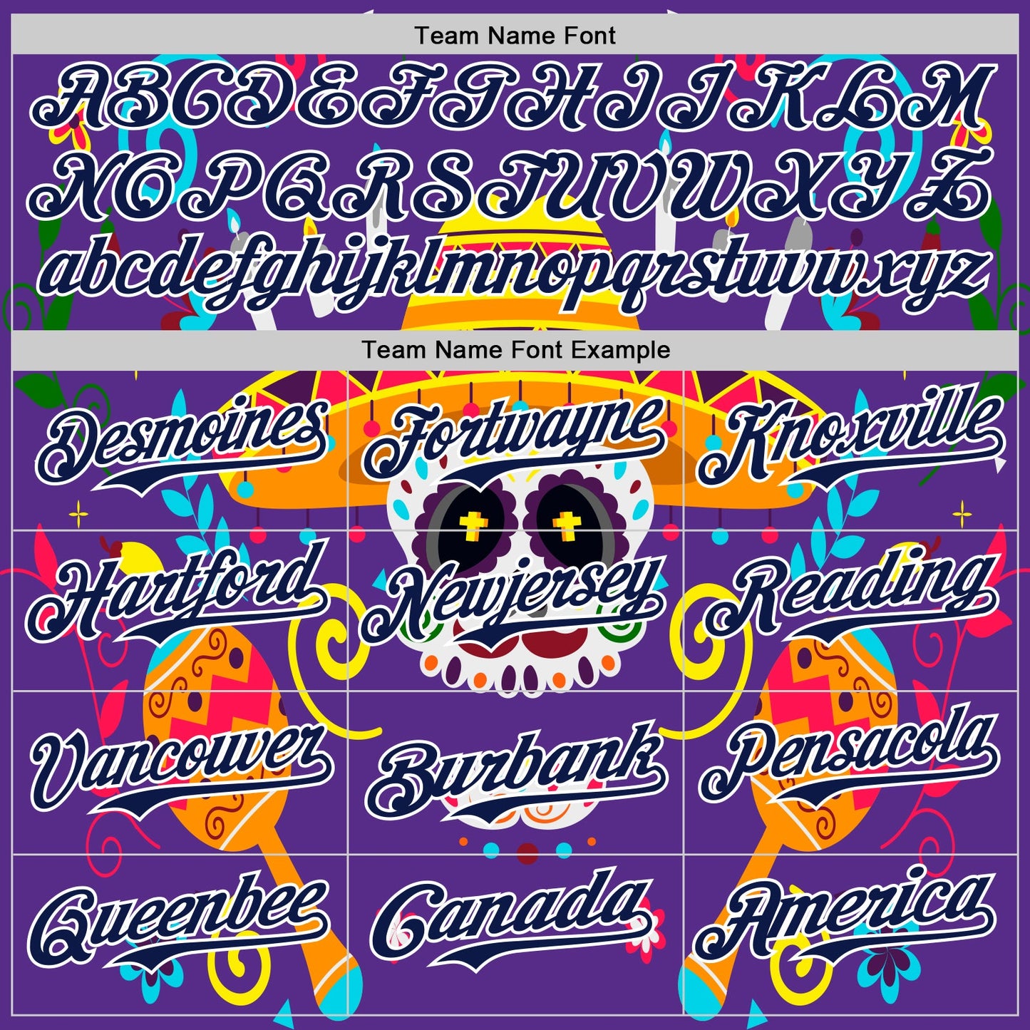 Custom Purple Navy-White 3D Mexican Festival Flower Skull With Sombrero Cinco de Mayo Authentic Baseball Jersey - Sky-Custom