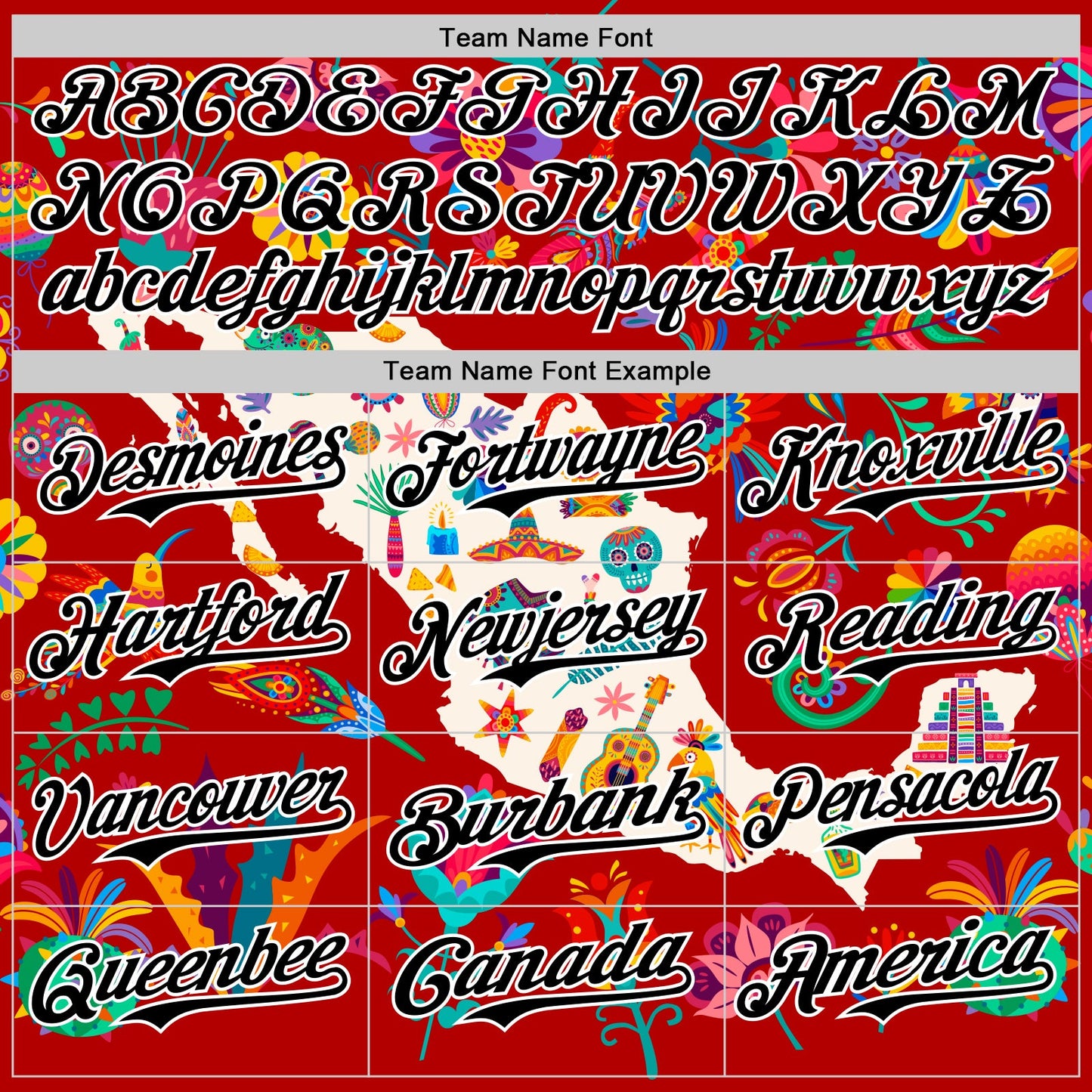 Custom Red Black-White 3D Mexico Map With Tropical Plant And Animal Authentic Baseball Jersey - Sky-Custom