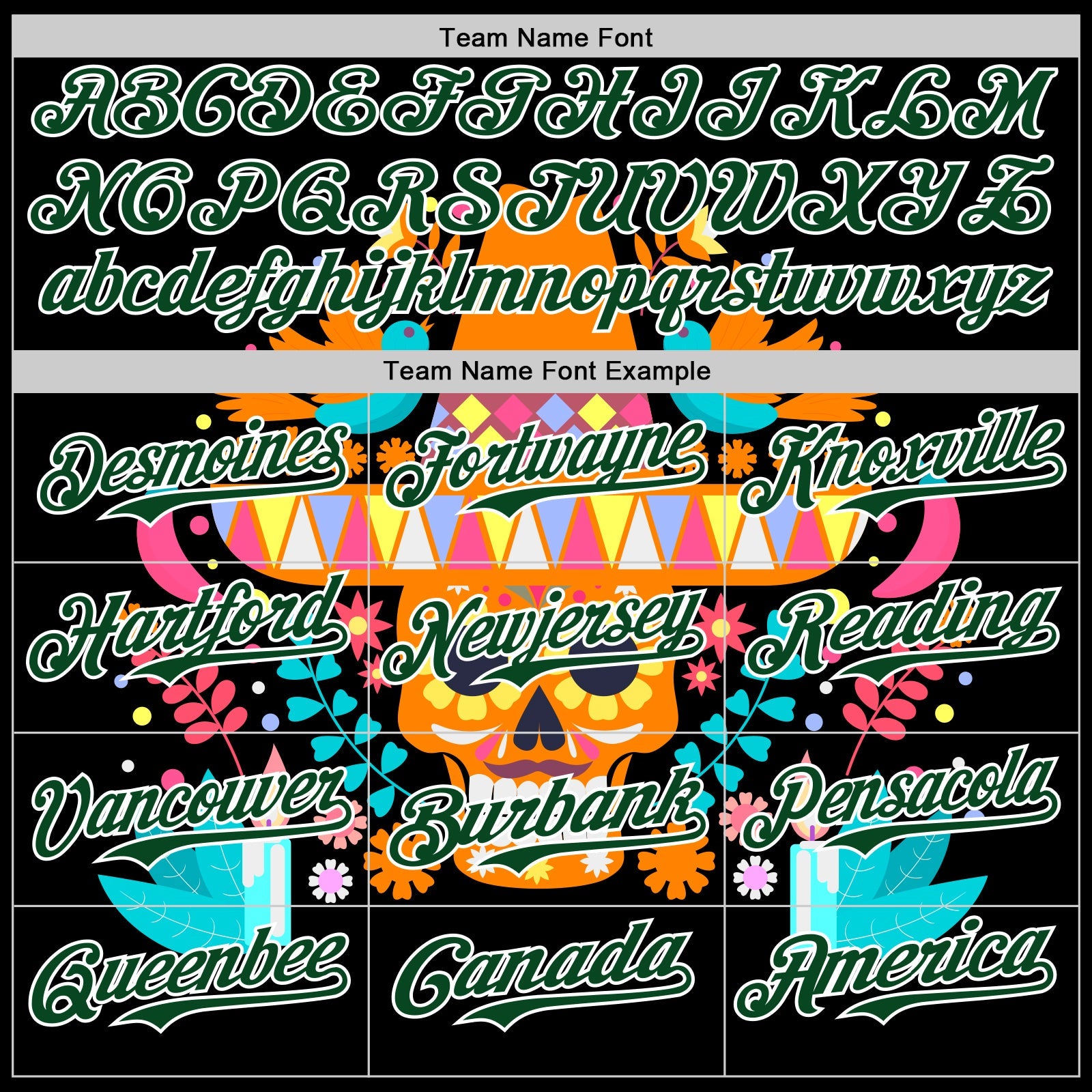 Custom Black Green-White 3D Mexican Festival Flower Skull With Sombrero Cinco de Mayo Authentic Baseball Jersey - Sky-Custom