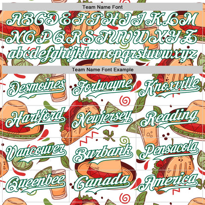 Custom White Kelly Green 3D Mexican Festival Tacos And Sombrero Cinco de Mayo Authentic Baseball Jersey - Sky-Custom