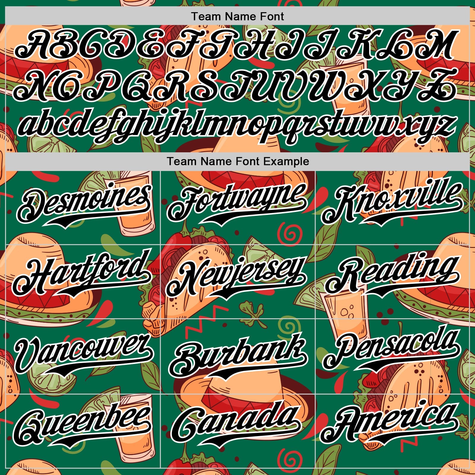 Custom Kelly Green Black-White 3D Mexican Festival Tacos And Sombrero Cinco de Mayo Authentic Baseball Jersey - Sky-Custom