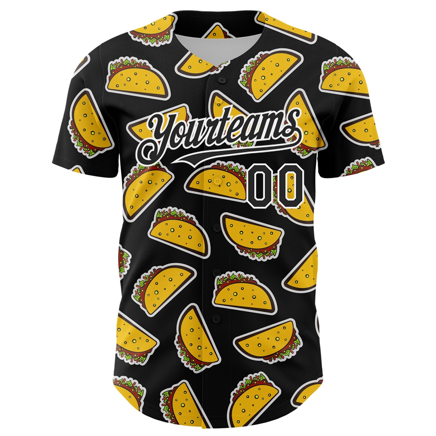 Custom Black White 3D Mexican Festival Taco Cinco de Mayo Authentic Baseball Jersey - Sky-Custom