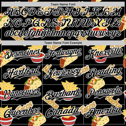 Custom Black White 3D Mexican Festival Nachos And Tacos Cinco de Mayo Authentic Baseball Jersey - Sky-Custom