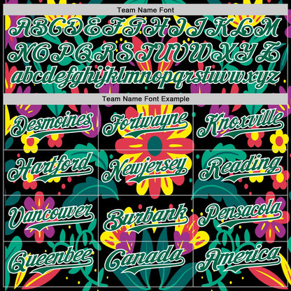 Custom Black Kelly Green-White 3D Mexican Festival Flower Cinco de Mayo Authentic Baseball Jersey - Sky-Custom