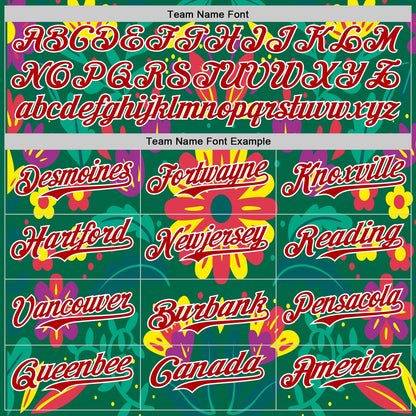 Custom Kelly Green Red-White 3D Mexican Festival Flower Cinco de Mayo Authentic Baseball Jersey - Sky-Custom