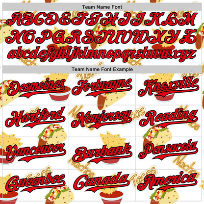 Custom White Fire Red-Black 3D Mexican Festival Taco Cinco de Mayo Authentic Baseball Jersey - Sky-Custom