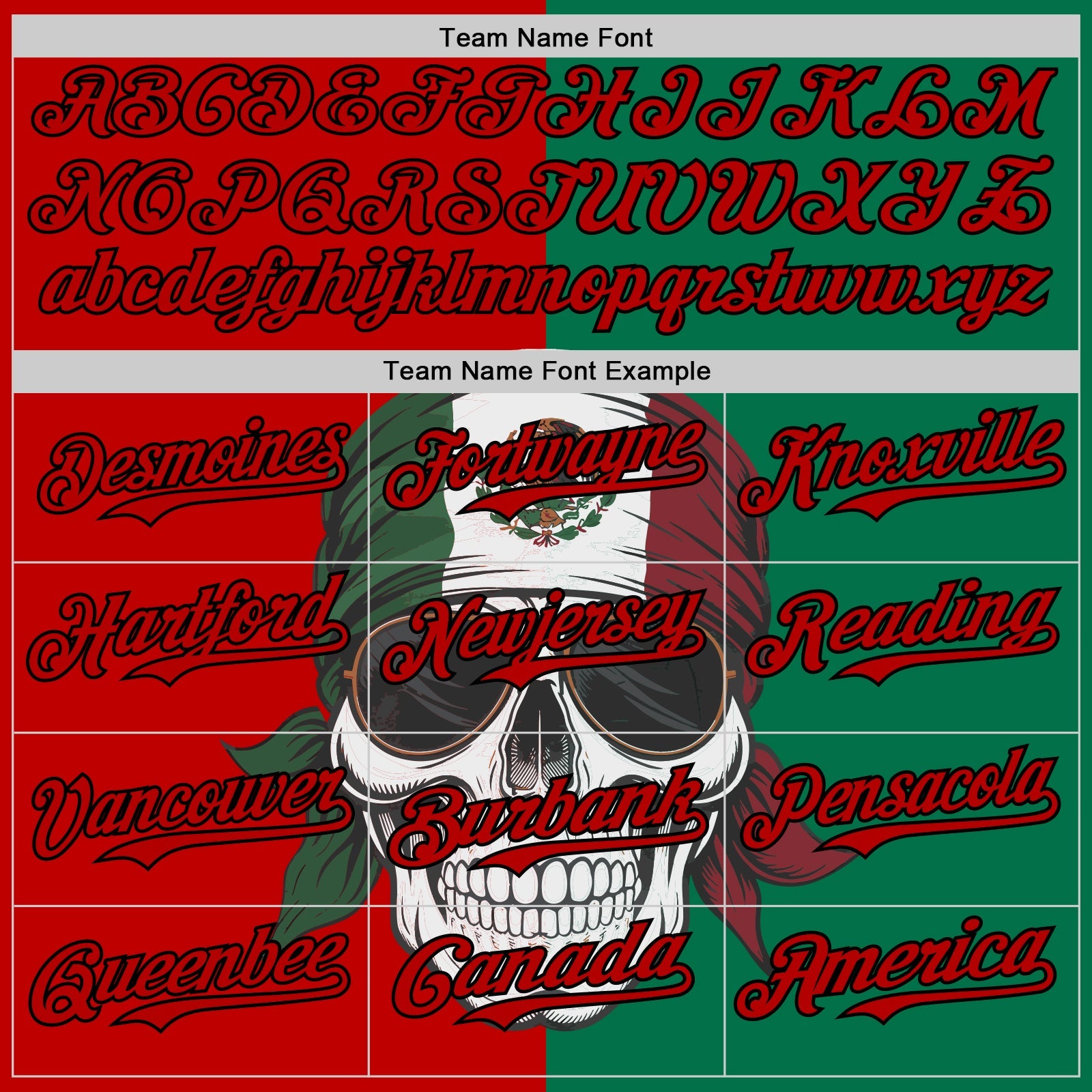 Custom Green Red-Black 3D Mexican Flag Skull Authentic Baseball Jersey - Sky-Custom