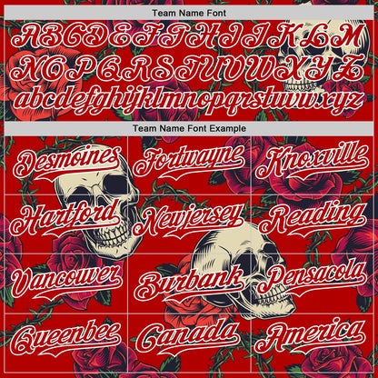 Custom Red White 3D Mexican Festival Skull And Flower Cinco de Mayo Authentic Baseball Jersey - Sky-Custom