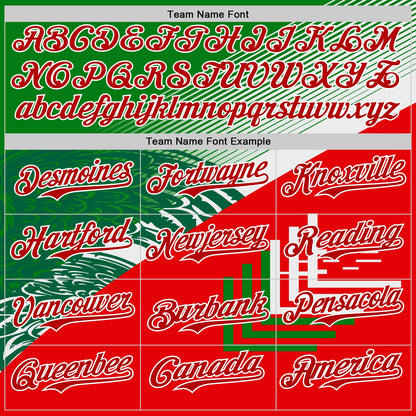 Custom Green Red-White 3D Mexico Authentic Baseball Jersey - Sky-Custom