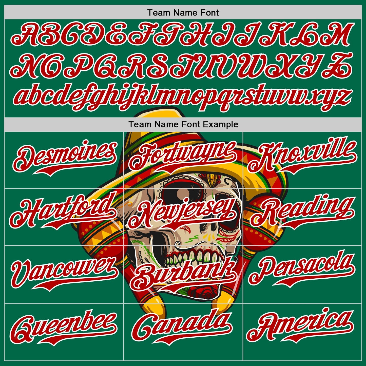 Custom Kelly Green Red-White 3D Mexican Festival Skull With Sombrero Cinco de Mayo Authentic Baseball Jersey - Sky-Custom