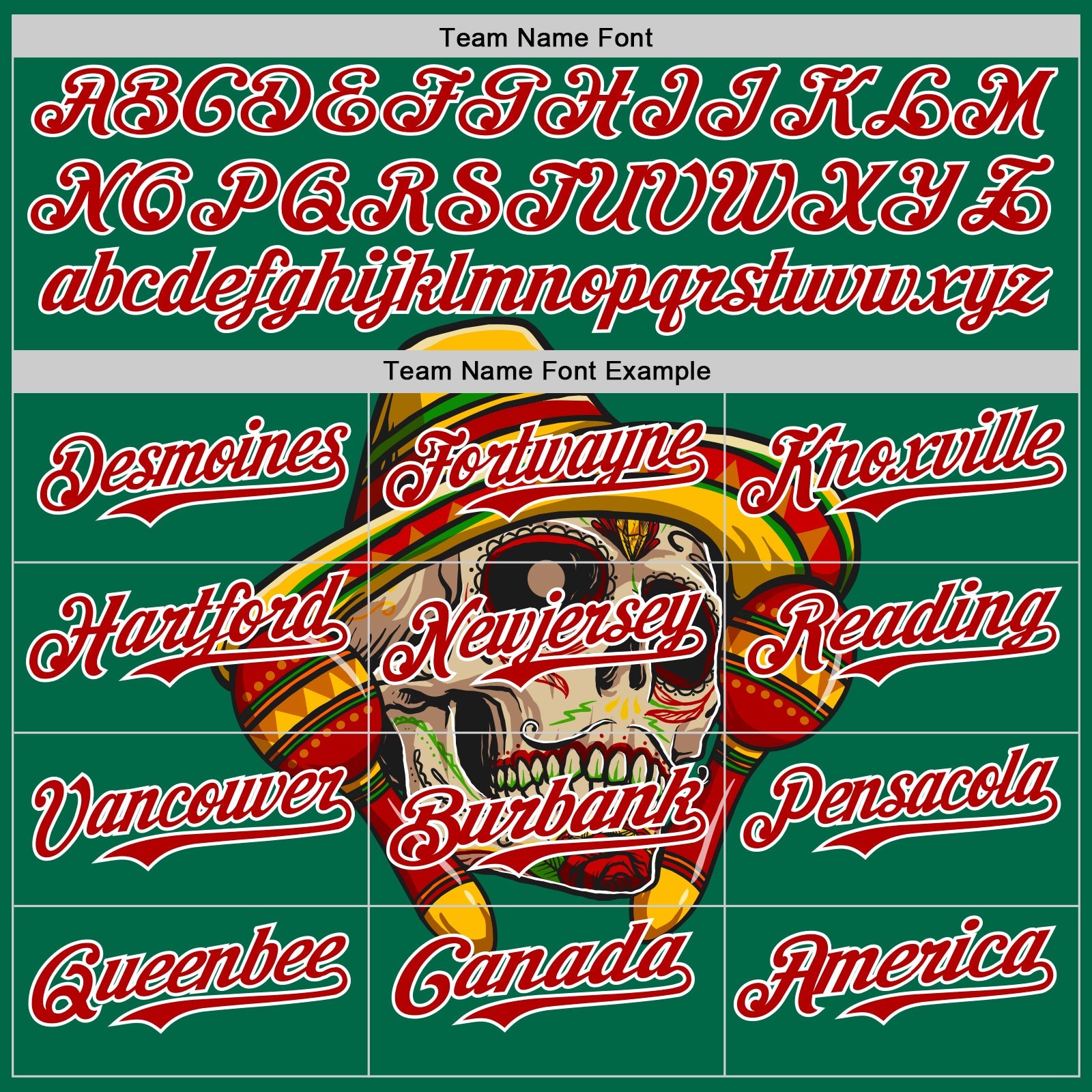 Custom Kelly Green Red-White 3D Mexican Festival Skull With Sombrero Cinco de Mayo Authentic Baseball Jersey - Sky-Custom
