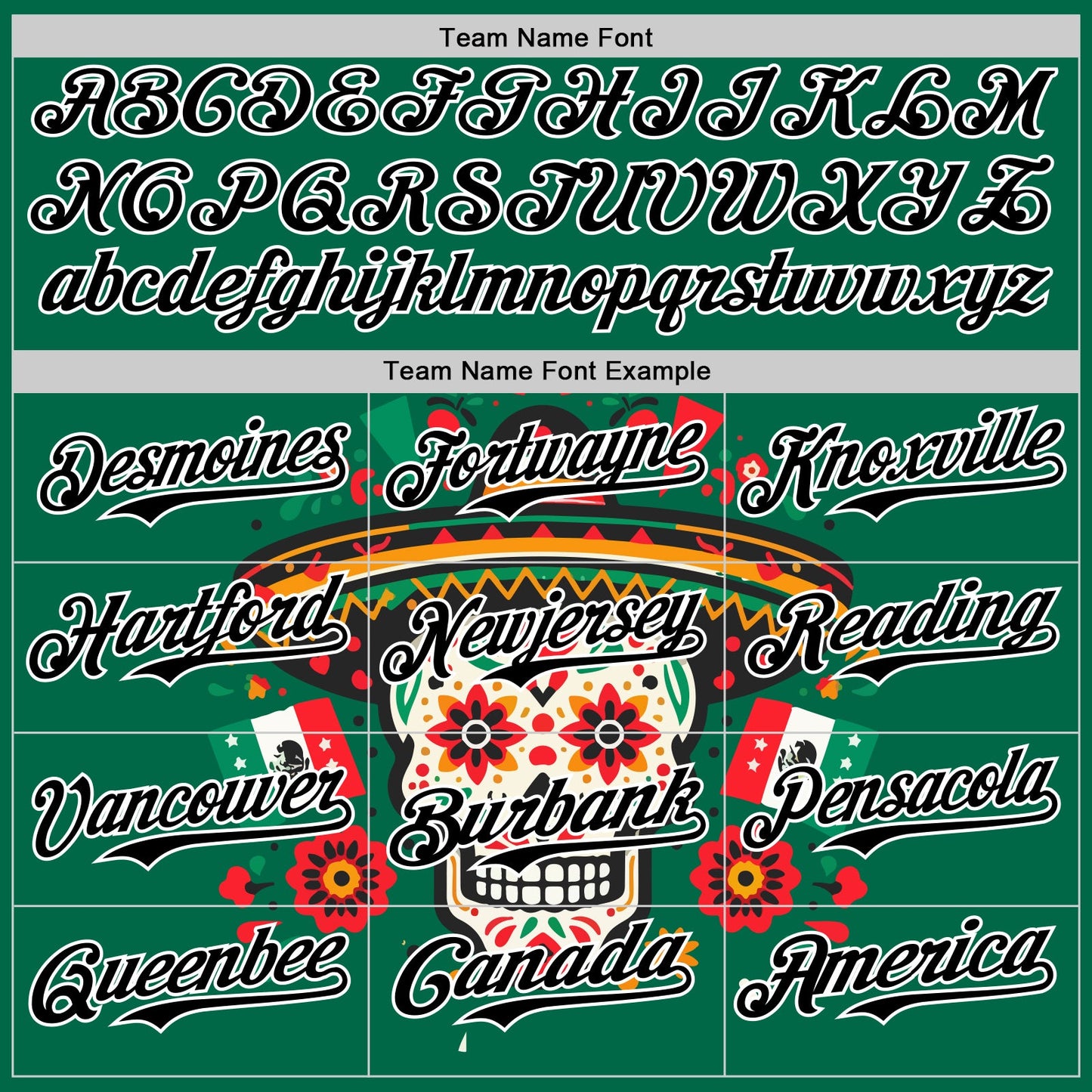 Custom Kelly Green Black-White 3D Mexican Festival Flag Skull With Sombrero Cinco de Mayo Authentic Baseball Jersey - Sky-Custom