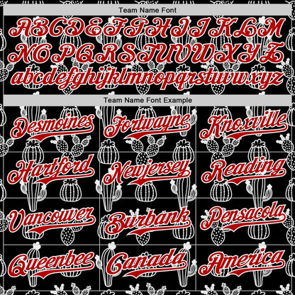 Custom Black Red-White 3D Mexican Cactus Authentic Baseball Jersey - Sky-Custom