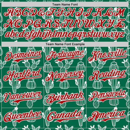 Custom Kelly Green Red-White 3D Mexican Cactus Authentic Baseball Jersey - Sky-Custom