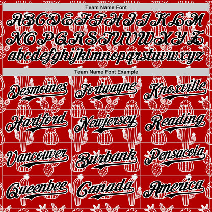 Custom Red Black-White 3D Mexican Cactus Authentic Baseball Jersey - Sky-Custom