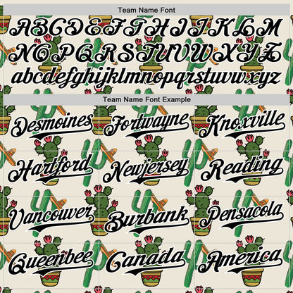 Custom Cream Black-White 3D Mexican Cactus Authentic Baseball Jersey - Sky-Custom