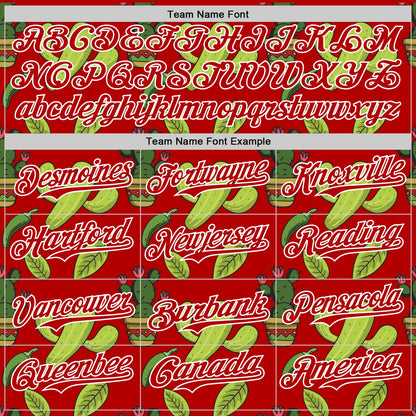 Custom Red White 3D Mexican Cactus Authentic Baseball Jersey - Sky-Custom
