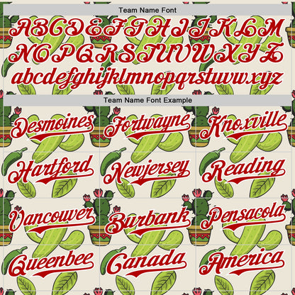 Custom Cream Red-White 3D Mexican Cactus Authentic Baseball Jersey - Sky-Custom