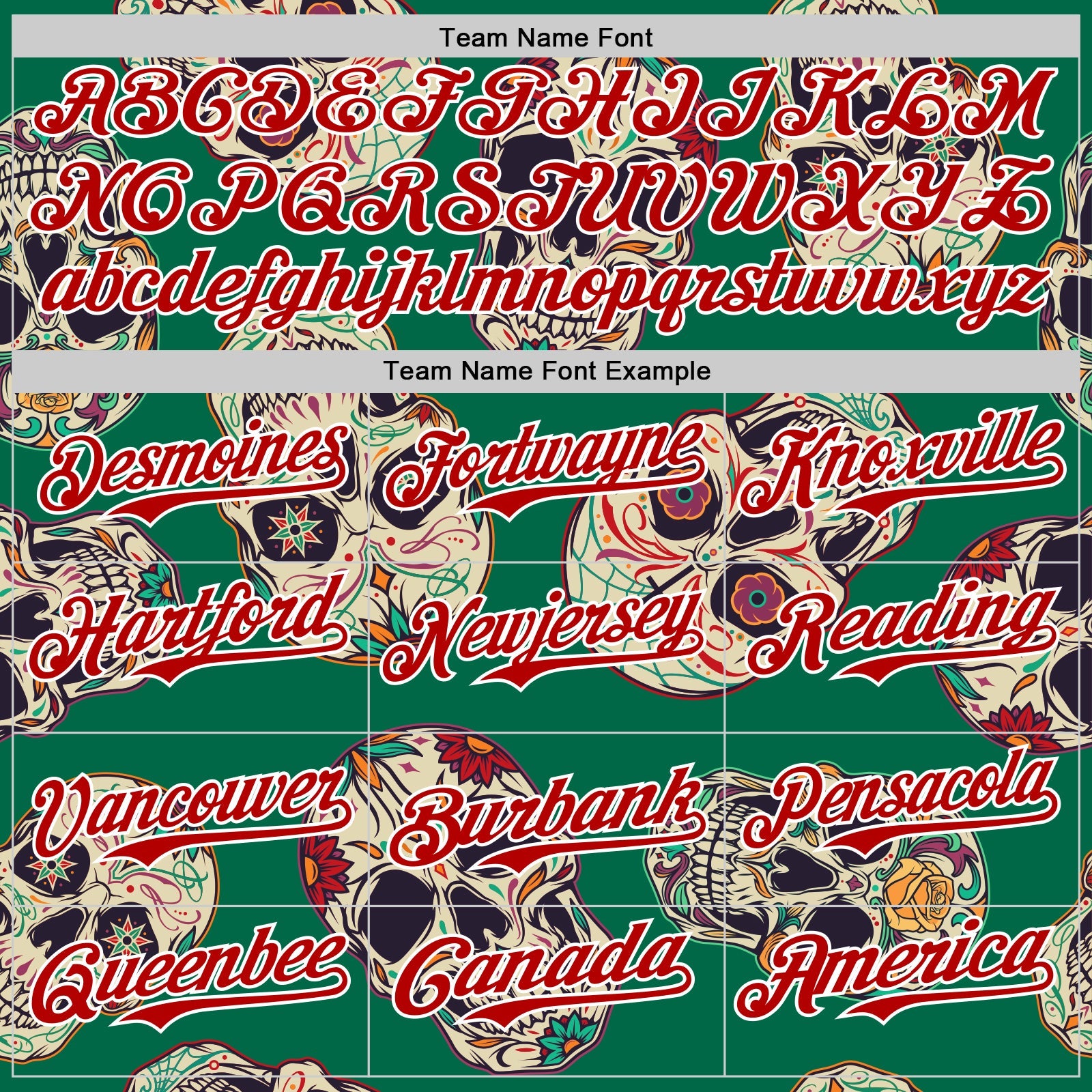 Custom Kelly Green Red-White 3D Mexican Skull Authentic Baseball Jersey - Sky-Custom