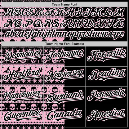 Custom Black Light Pink-White 3D Gothic Skull Authentic Baseball Jersey - Sky-Custom