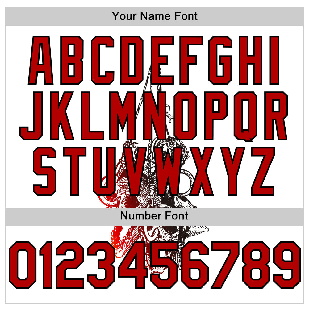 Custom White Red-Black 3D Skull Authentic Baseball Jersey - Sky-Custom