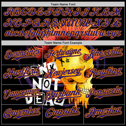 Custom Black Dark Purple-Bay Orange 3D Punk Rock Skull Authentic Baseball Jersey - Sky-Custom