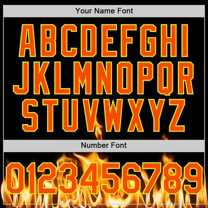 Custom Black Orange-Light Yellow 3D Flame? Skull Authentic Baseball Jersey - Sky-Custom