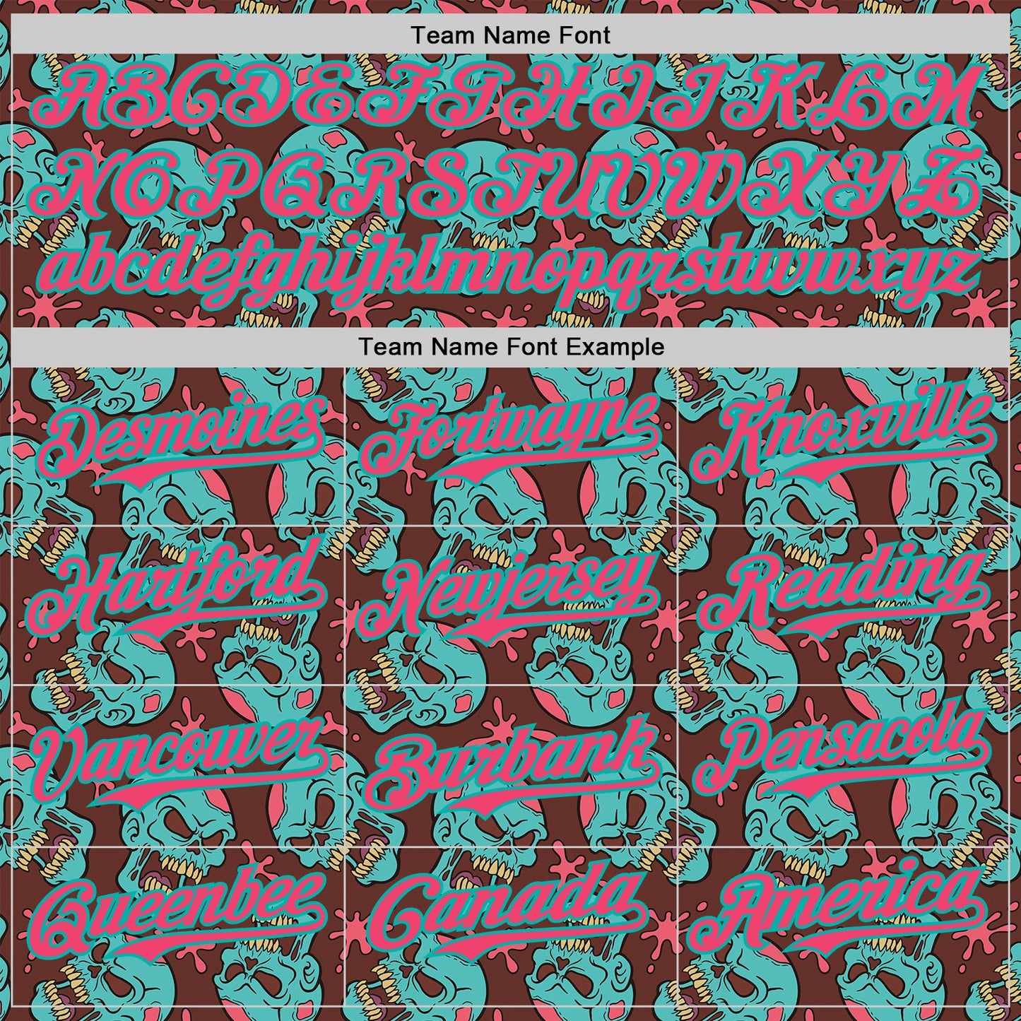 Custom Brown Neon Pink-Aqua 3D Zombie Skull Authentic Baseball Jersey - Sky-Custom