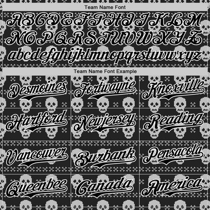 Custom Black White 3D Gothic Skull Authentic Baseball Jersey - Sky-Custom