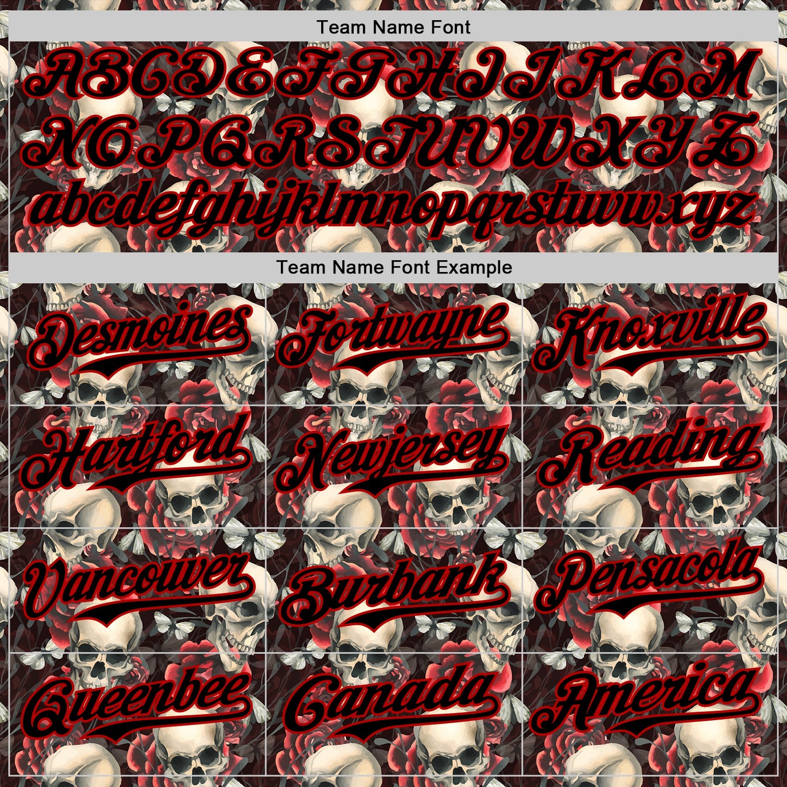 Custom Black Red 3D Skeleton And Flower Authentic Baseball Jersey - Sky-Custom