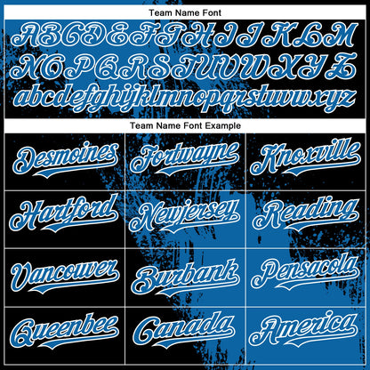 Custom Blue Black-White 3D Pattern Design Abstract Brush Stroke Authentic Baseball Jersey - Sky-Custom