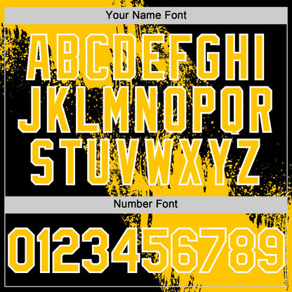 Custom Yellow Black-White 3D Pattern Design Abstract Brush Stroke Authentic Baseball Jersey - Sky-Custom