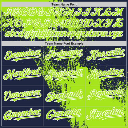Custom Neon Green Navy-White 3D Pattern Design Abstract Brush Stroke Authentic Baseball Jersey - Sky-Custom