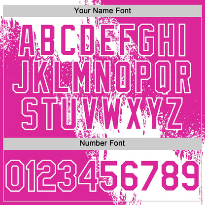 Custom White Deep Pink 3D Pattern Design Abstract Brush Stroke Authentic Baseball Jersey - Sky-Custom
