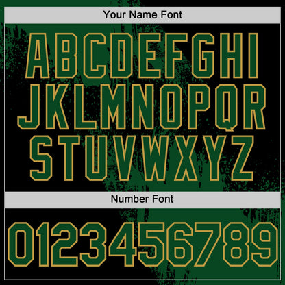 Custom Green Black-Old Gold 3D Pattern Design Abstract Brush Stroke Authentic Baseball Jersey - Sky-Custom