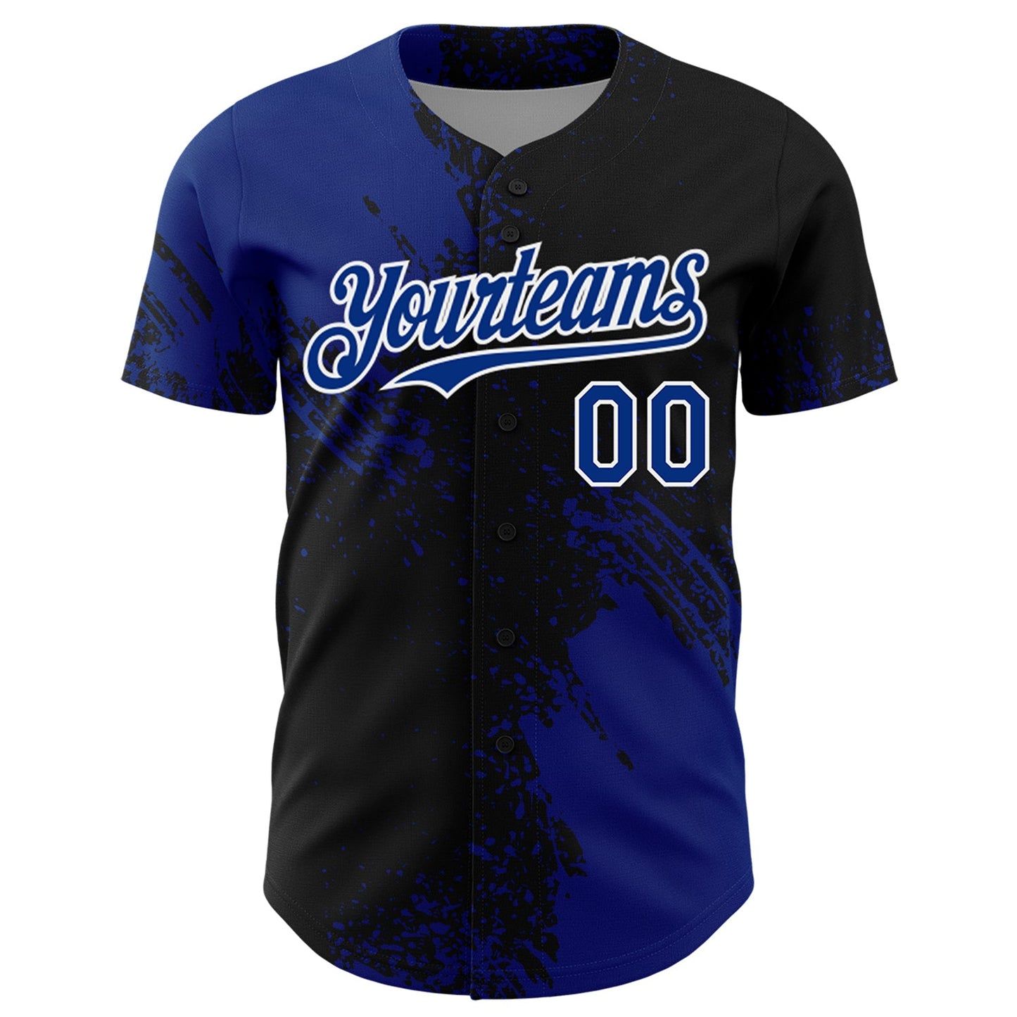 Custom Royal Black-White 3D Pattern Design Abstract Brush Stroke Authentic Baseball Jersey - Sky-Custom