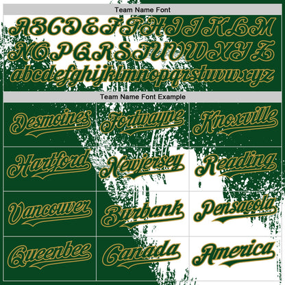 Custom White Green-Old Gold 3D Pattern Design Abstract Brush Stroke Authentic Baseball Jersey - Sky-Custom