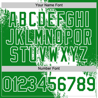Custom White Grass Green 3D Pattern Design Abstract Brush Stroke Authentic Baseball Jersey - Sky-Custom