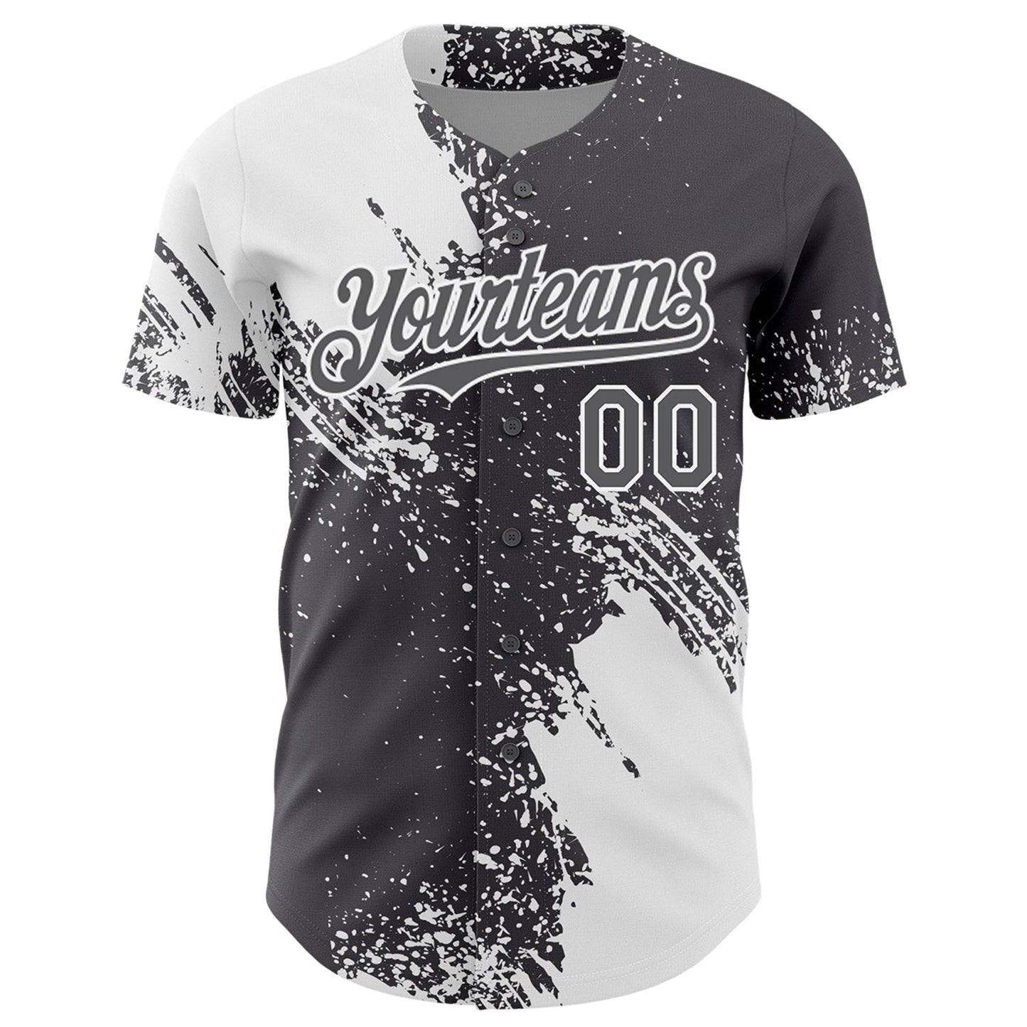 Custom White Steel Gray 3D Pattern Design Abstract Brush Stroke Authentic Baseball Jersey - Sky-Custom